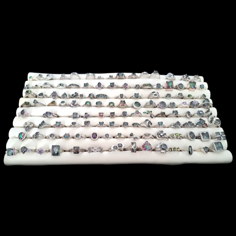 💍NEW & BEAUTIFUL💍 Oval Shaped Mystic‎ Topaz Silver Ring Size 6.5